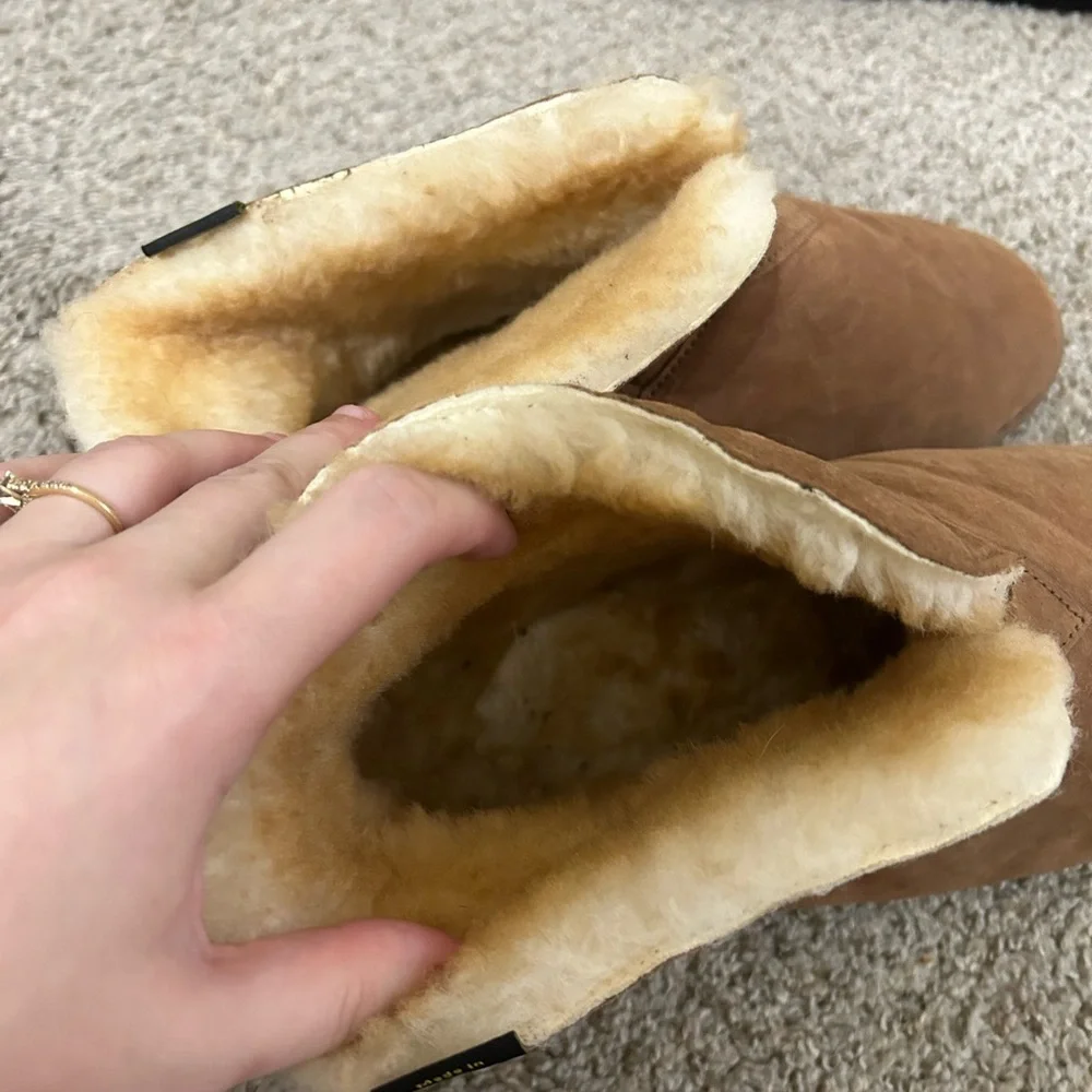 Old Friend Footwear Men's ExWide Bootee Sheepskin Lined Slipper Size 14.5E Brown